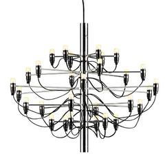 2097 Chrome 30 Bulb Suspension Lamp Chandelier by Gino Sarfatti for Flos Modern