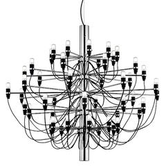 2097 Chrome 50 Bulb Suspension Lamp Chandelier by Gino Sarfatti for Flos Modern