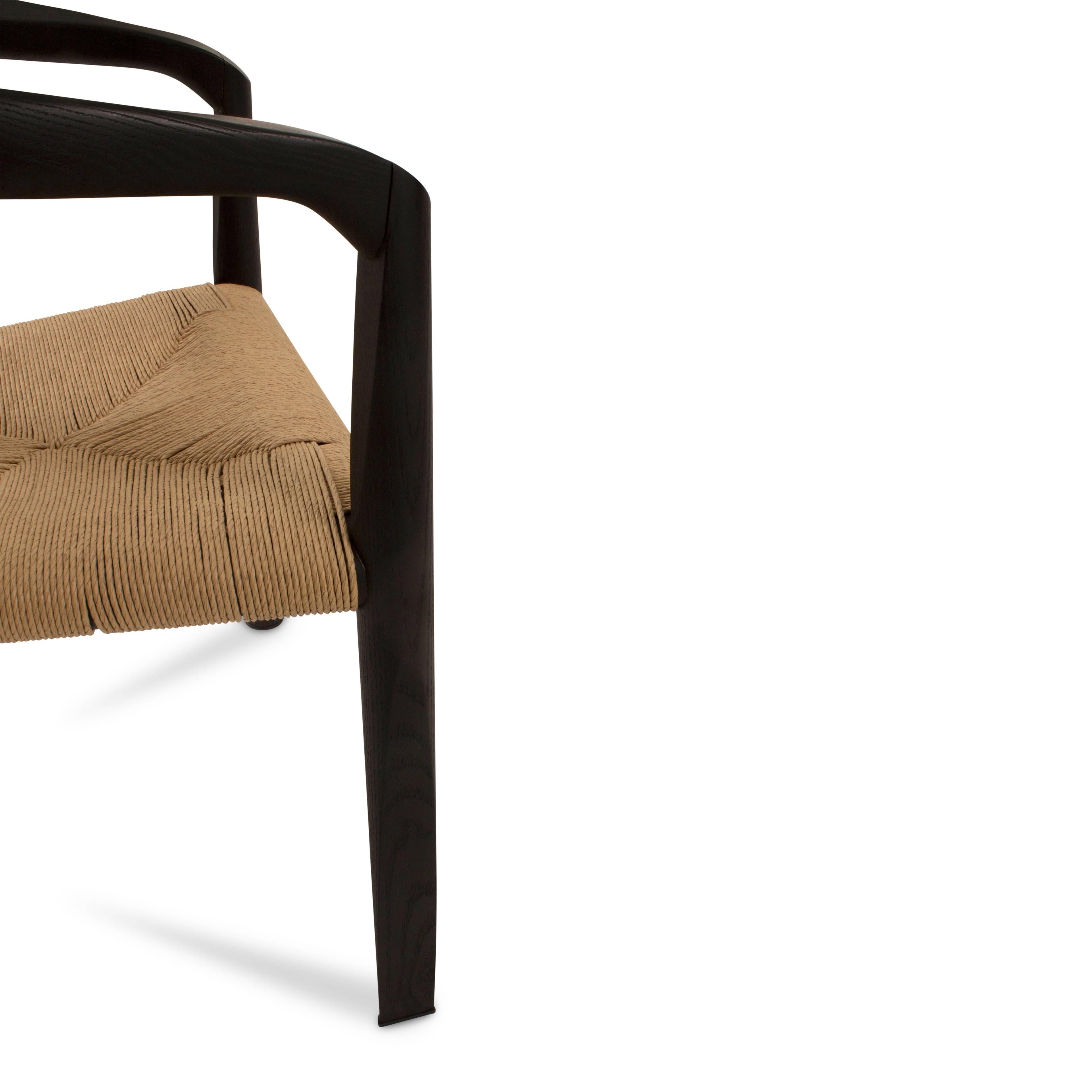 Black Miss Dining Chair with Wicker Seat by Tobia Scarpa for Molteni, Italy In Good Condition In Brooklyn, NY