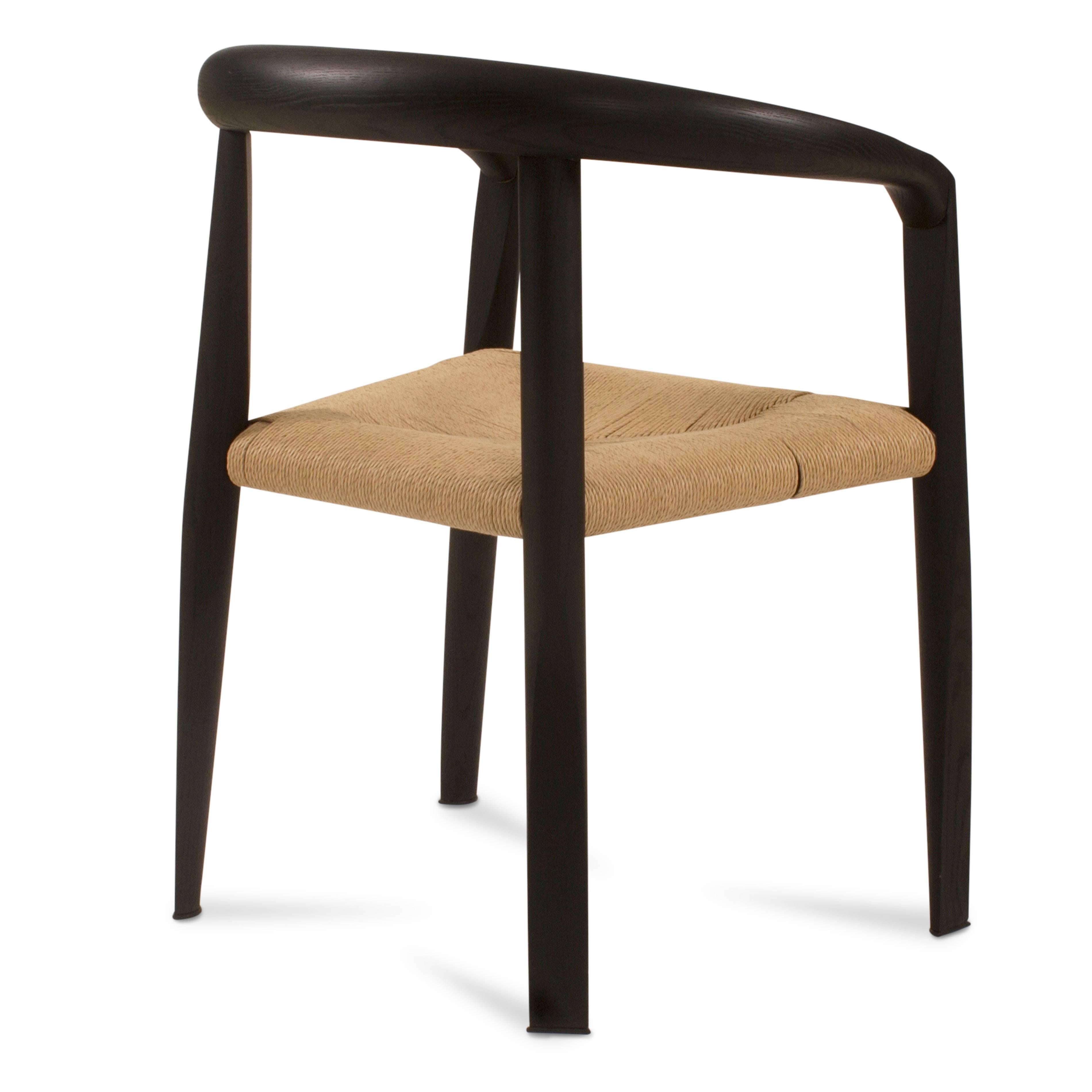 Italian Black Miss Dining Chair with Wicker Seat by Tobia Scarpa for Molteni, Italy