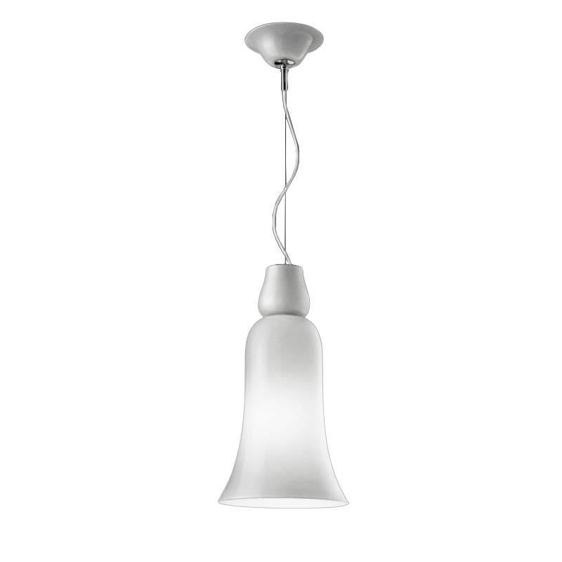 Handblown White Glass Anni Trenta Suspension Pendant Light by Venini, Italy For Sale