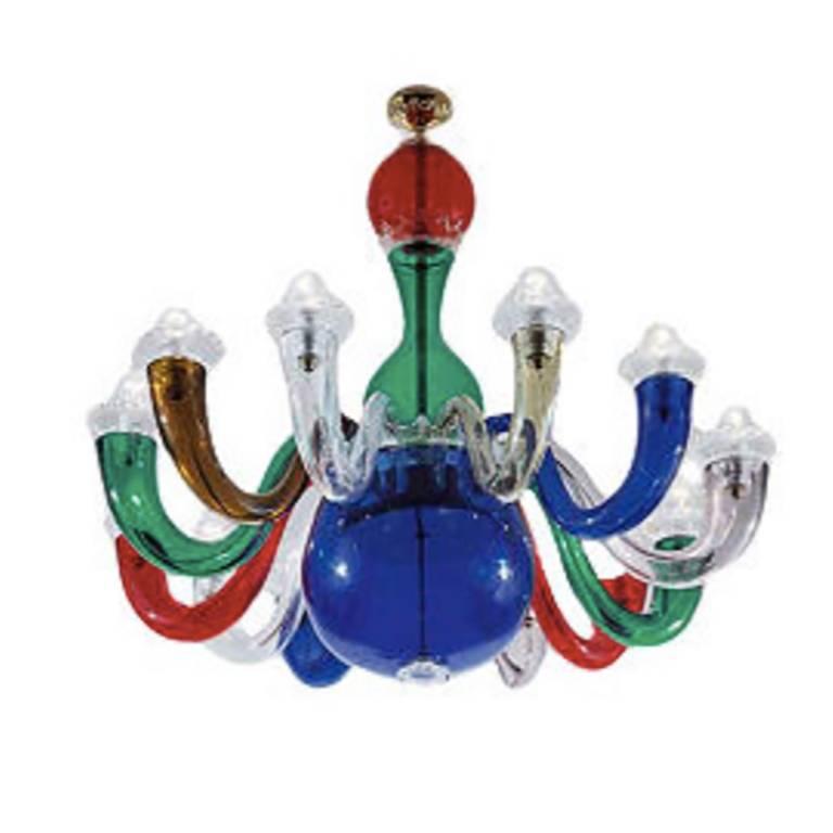 Handblown Multicolor Glass Twelve-Arm Chandelier by Gio Ponti for Venini, Italy For Sale