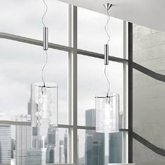 Orange & Chrome Halogen Silhouette Suspension Light by Rockwell Group for Leucos