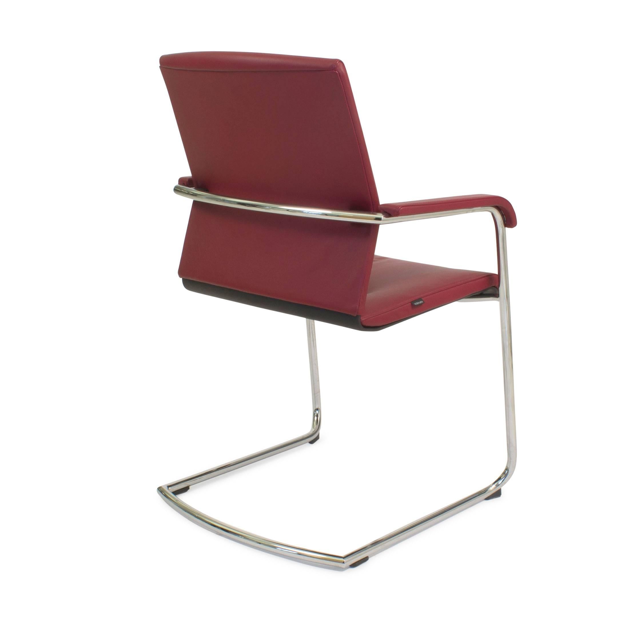 Red Leather ON 178/71 Cantilever Armchair by Wiege for Wilkhahn, Germany In Good Condition For Sale In Brooklyn, NY