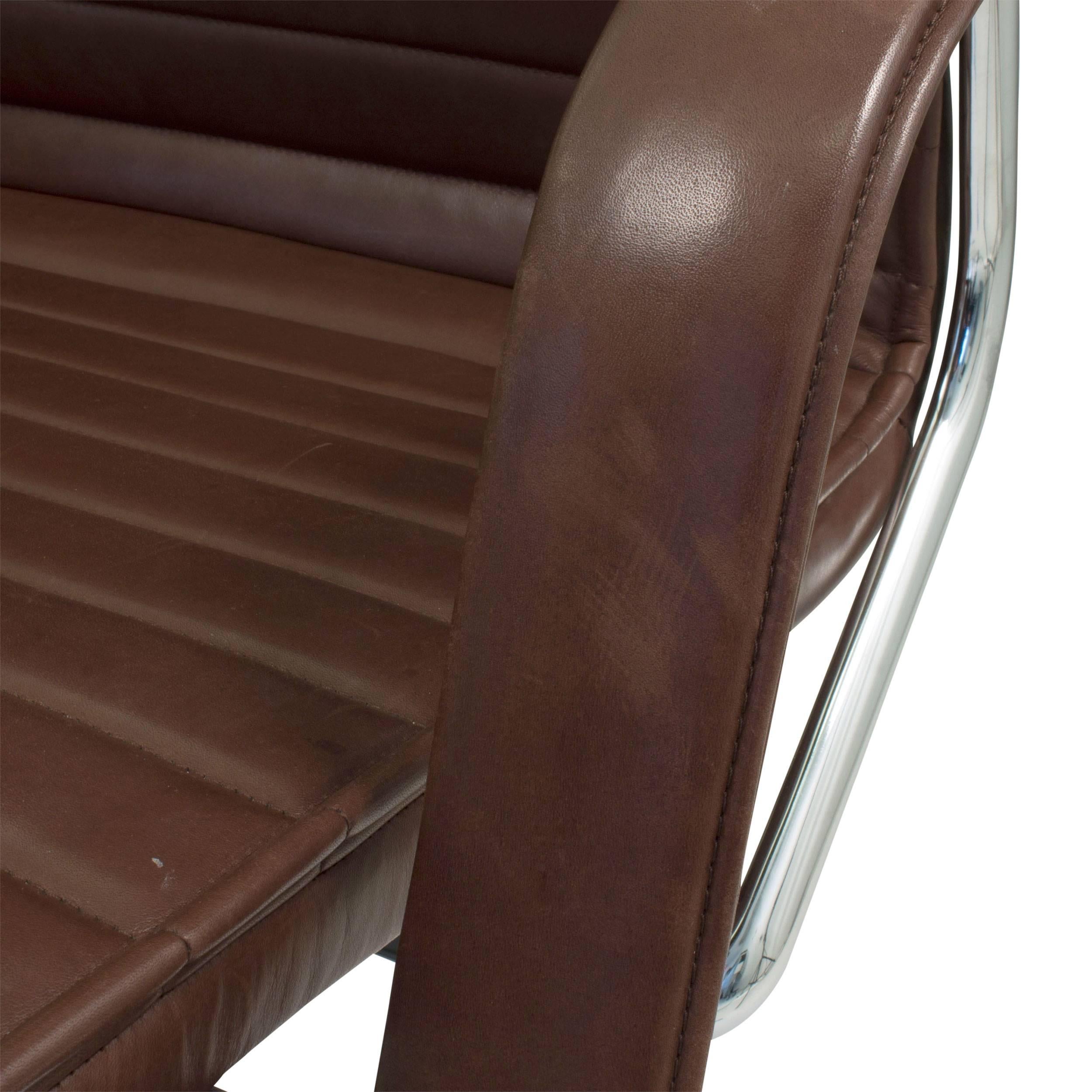 Brown Leather FS 220/92 Executive Office Swivel Task Chair by Wilkhahn 1