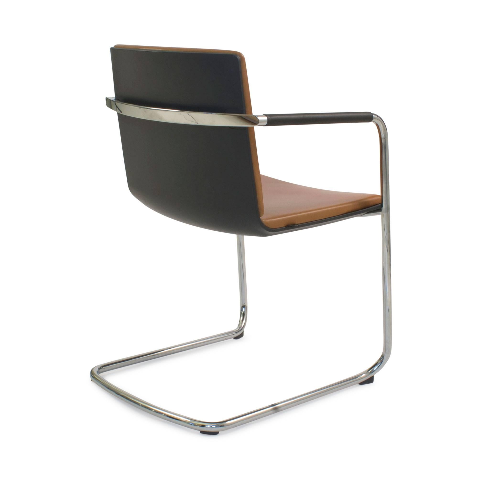 brown leather cantilever chair