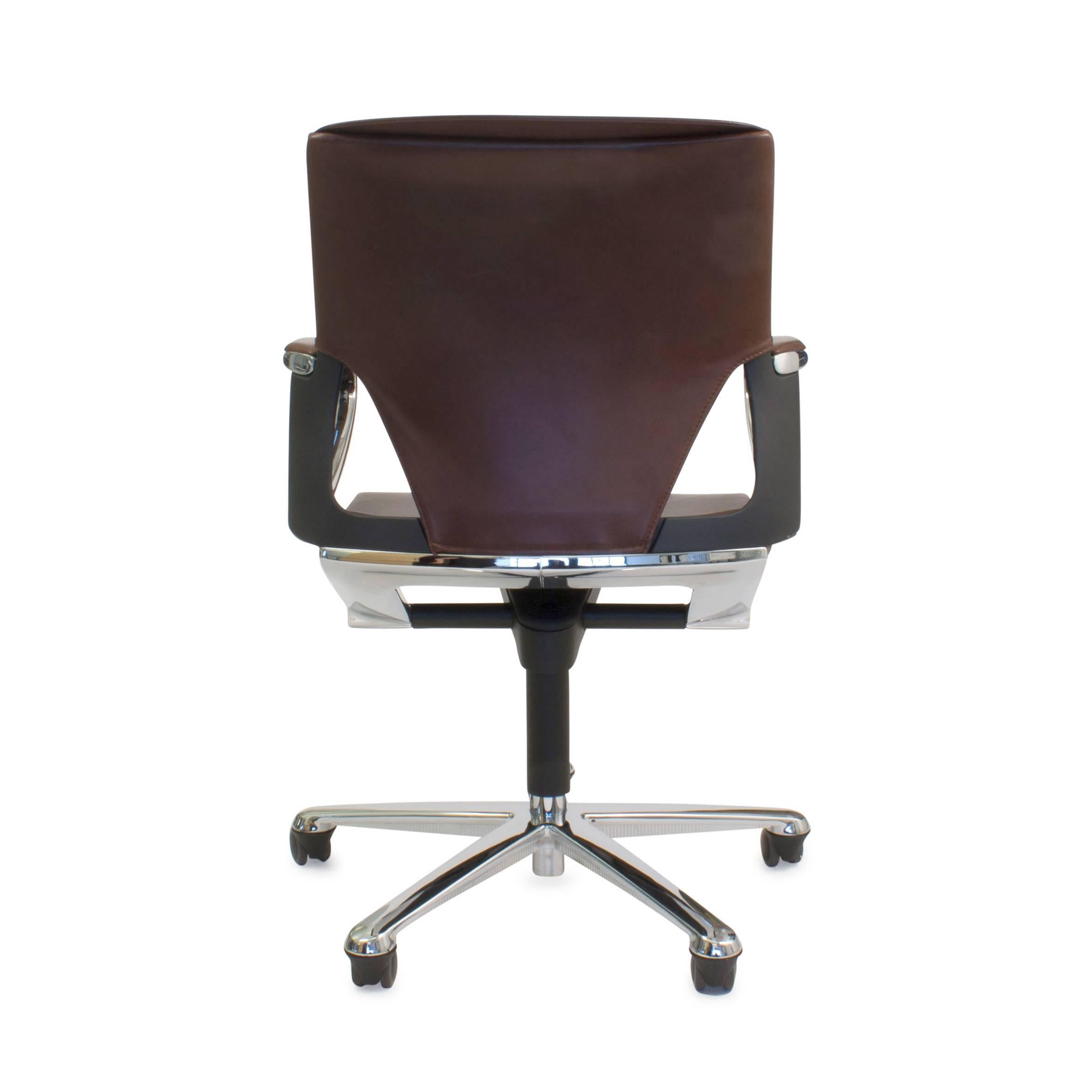 Contemporary Brown Leather Modus 283/7 Office Swivel Task Chair for Wilkhahn, Germany For Sale