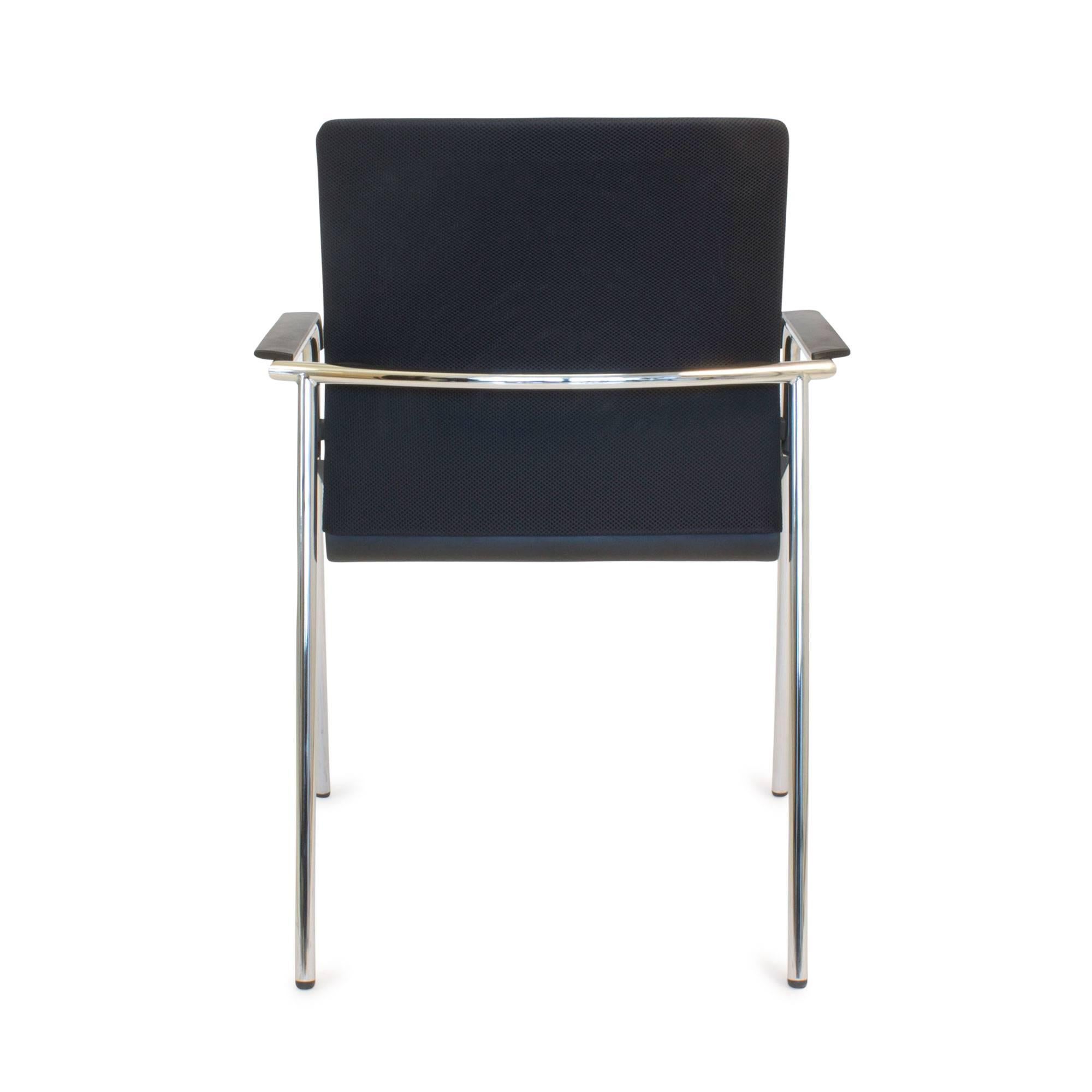 Contemporary Chrome and Mesh Fabric on 176/7 Chair by Wiege for Wilkhahn, Germany For Sale