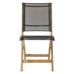 Black and Teak Mixt 47 Outdoor Folding Side Chair by Royal Botania