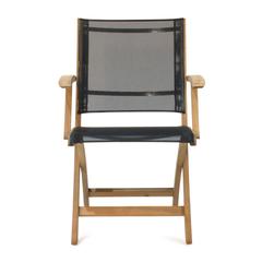 Pair of Black and Teak Wood Mixt 55 Outdoor Folding Armchairs by Royal Botania
