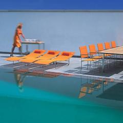 Orange Flexy Outdoor Pool Sun Lounge Chairs by Royal Botania