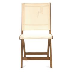 White and Teak Mixt 47 Outdoor Folding Side Chair by Royal Botania