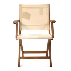 White and Teak Wood Mixt 55 Outdoor Folding Armchair by Royal Botania