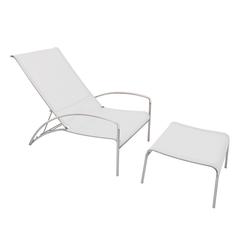 White Qt Relax Adjustable Lounge Sun Chair with Footrest by Royal Botania