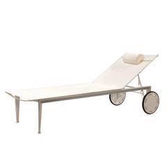 White Little L 195 Outdoor Reclining Sun Lounge Pool Chair by Royal Botania