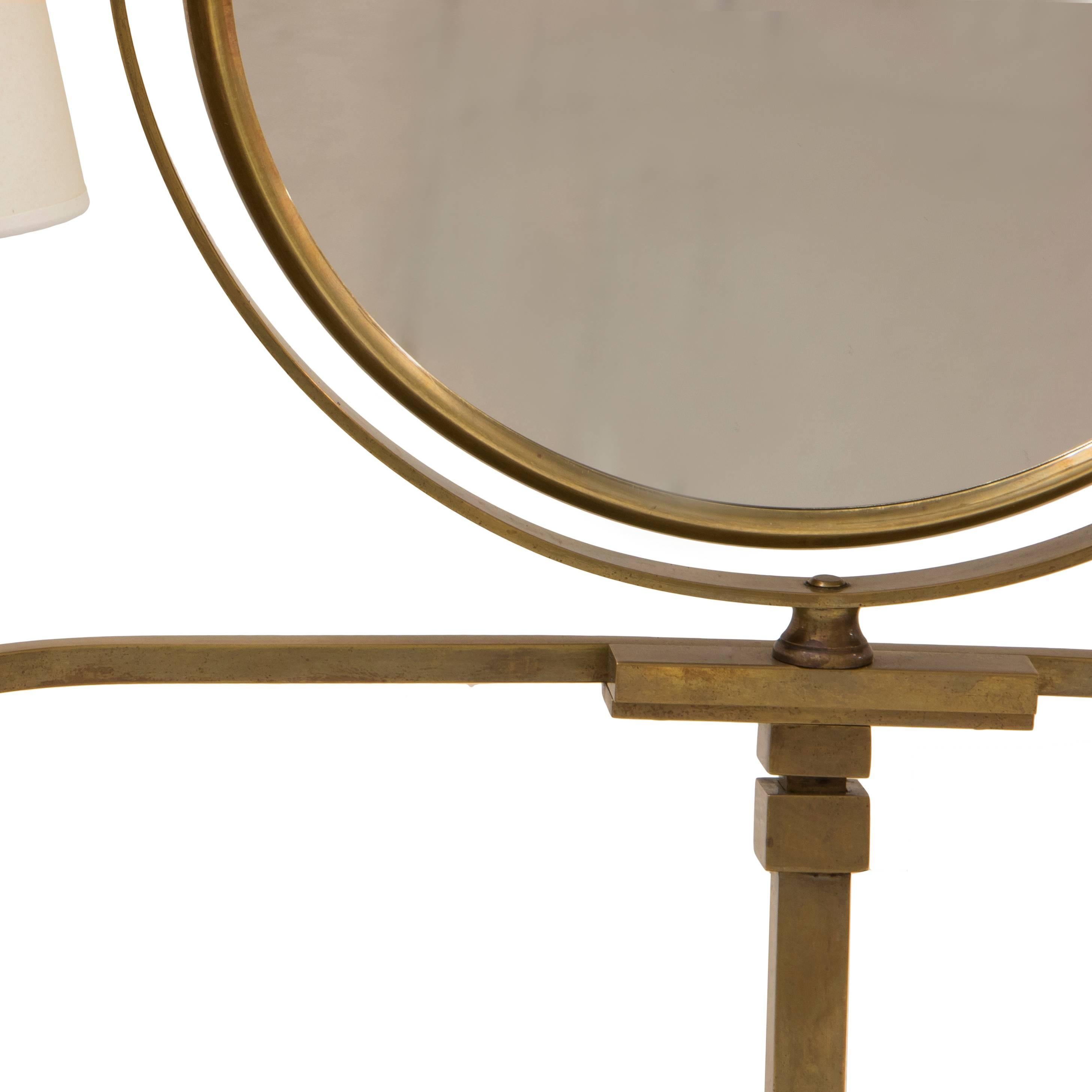 French Bronze Adjustable Vanity Mirror Table Lamp by William Lipton Lighting, France