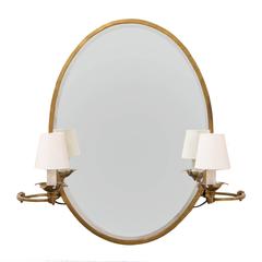 Bronze Adjustable Oval Mirror Wall Light by William Lipton Lighting, France