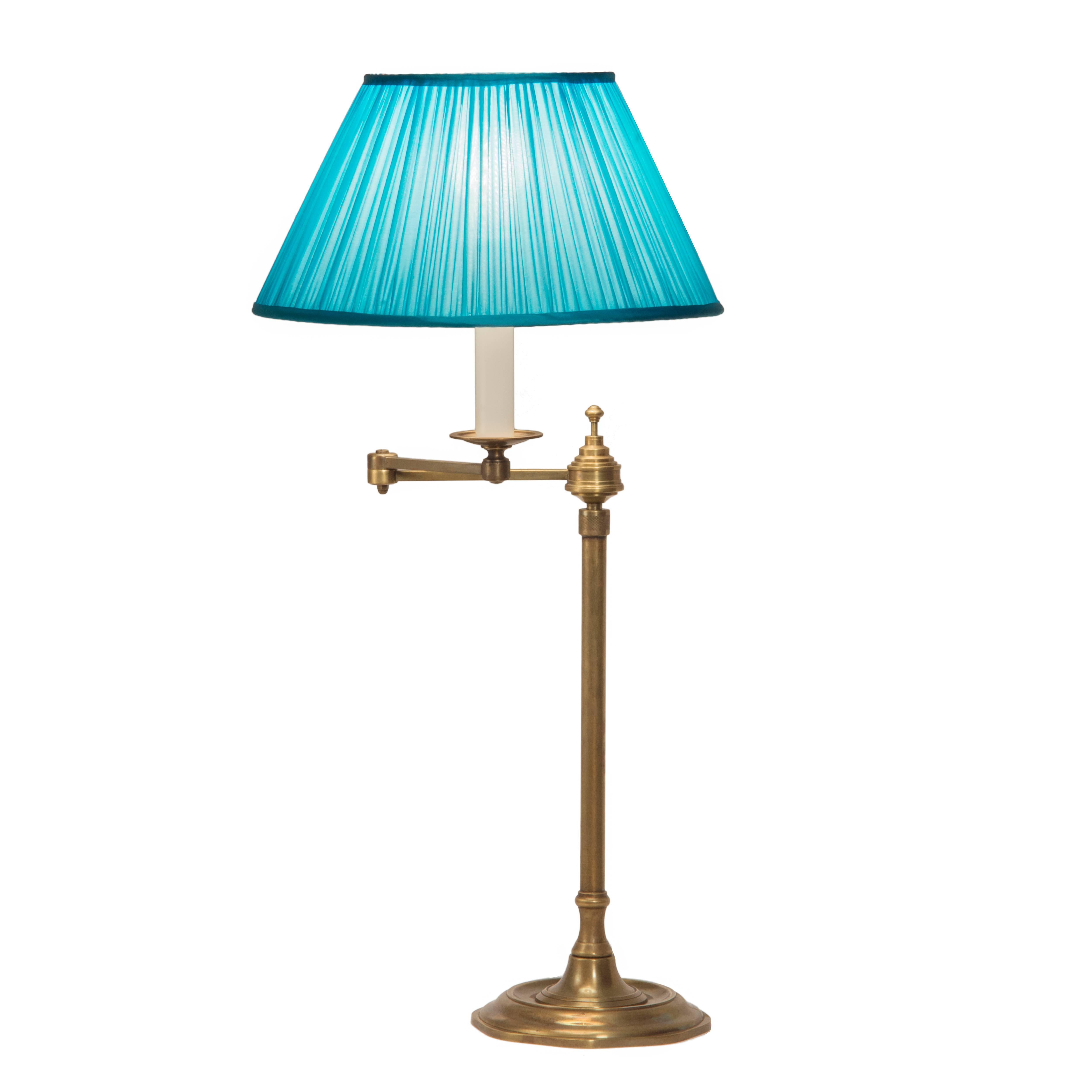 Contemporary Bronze Adjustable Butler Table Lamp with Shade by William Lipton Lighting For Sale