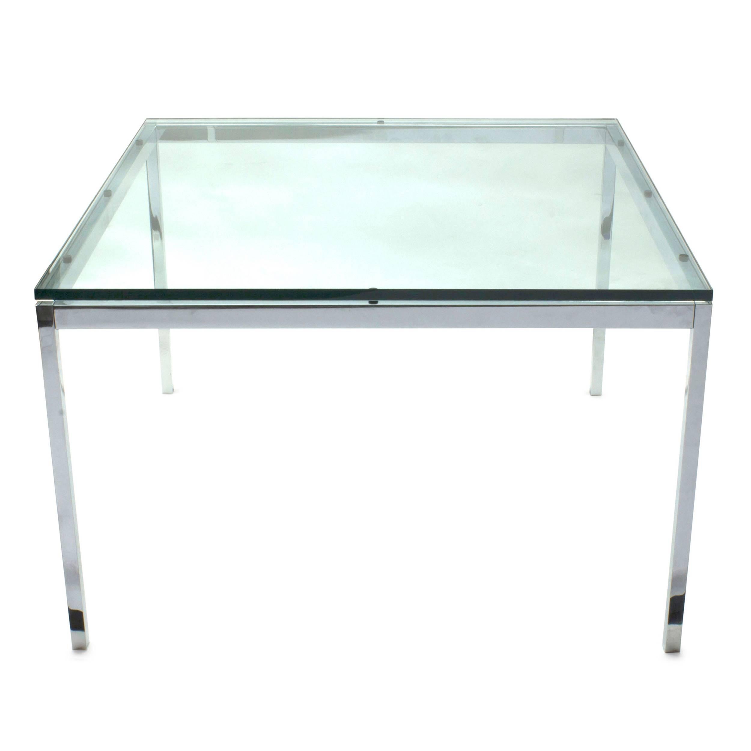 American Florence Knoll Glass Top Square Side Table For Sale