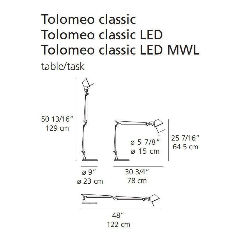 Aluminum Tolomeo Classic Led Table Lamp by Michele De Lucchi for Artemide, Italy For Sale