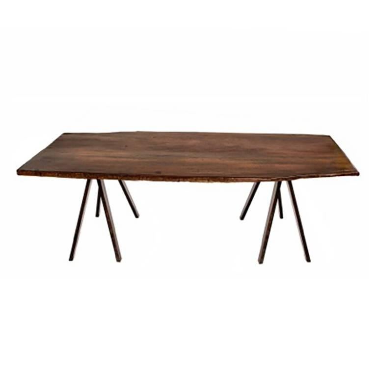 Large Custom Teak Dining Table In Good Condition For Sale In Brooklyn, NY