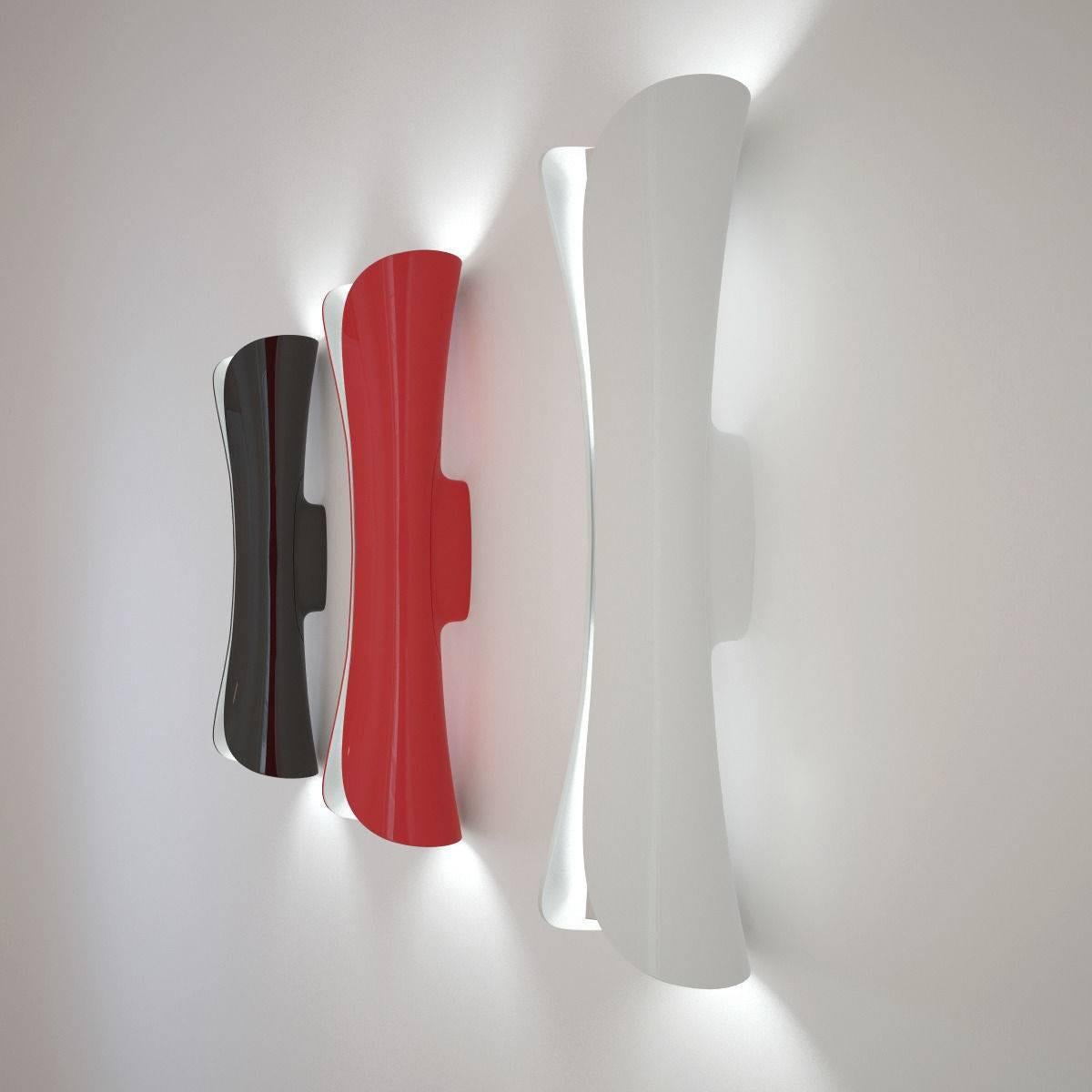 Aluminum White Fluorescent Cadmo Wall Sconce by Karim Rashid for Artemide, Italy For Sale