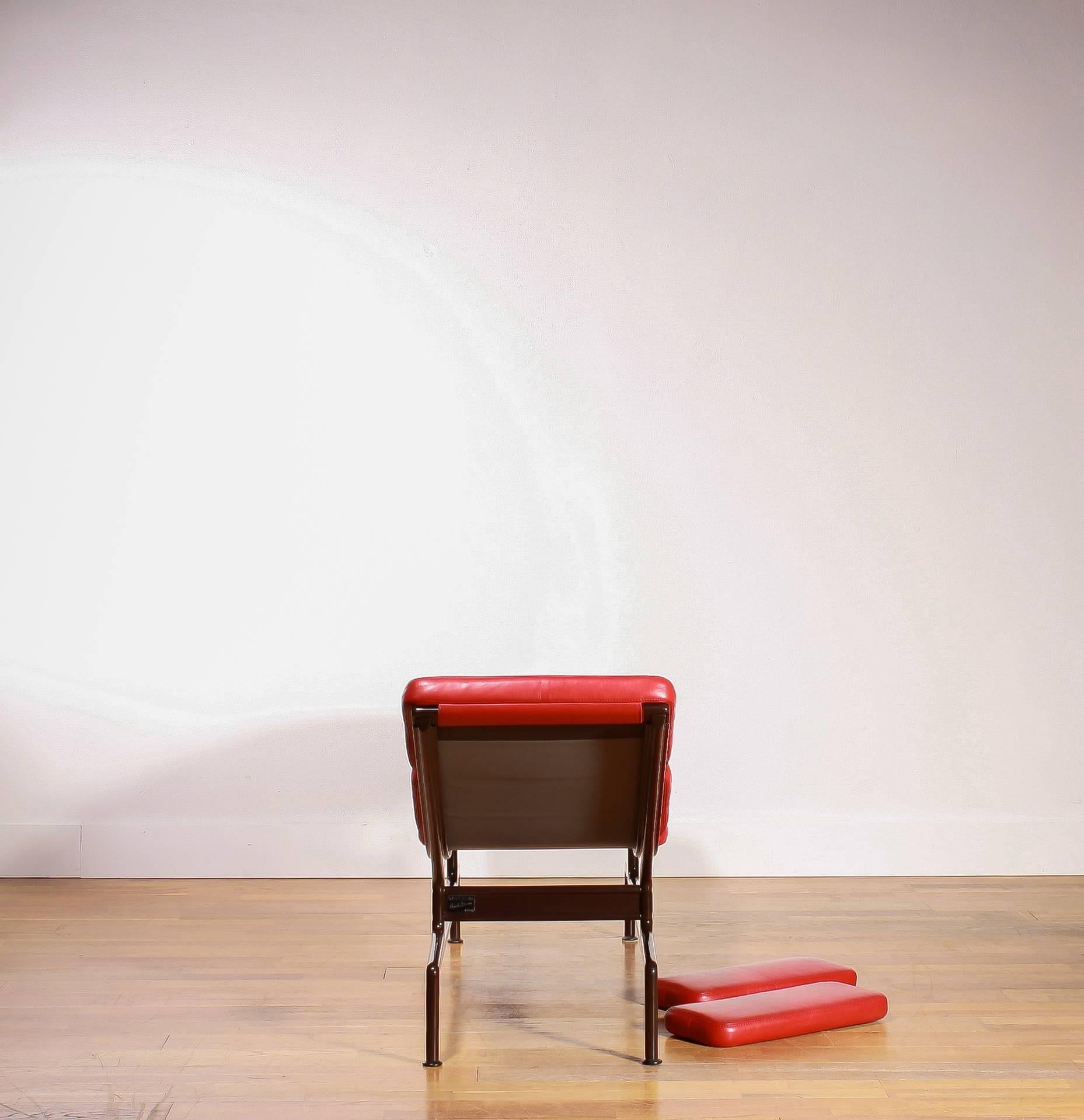 Mid-20th Century 1968 Charles & Ray Eames for Billy Wilder, Red Leather Daybed / Padchair, ES106