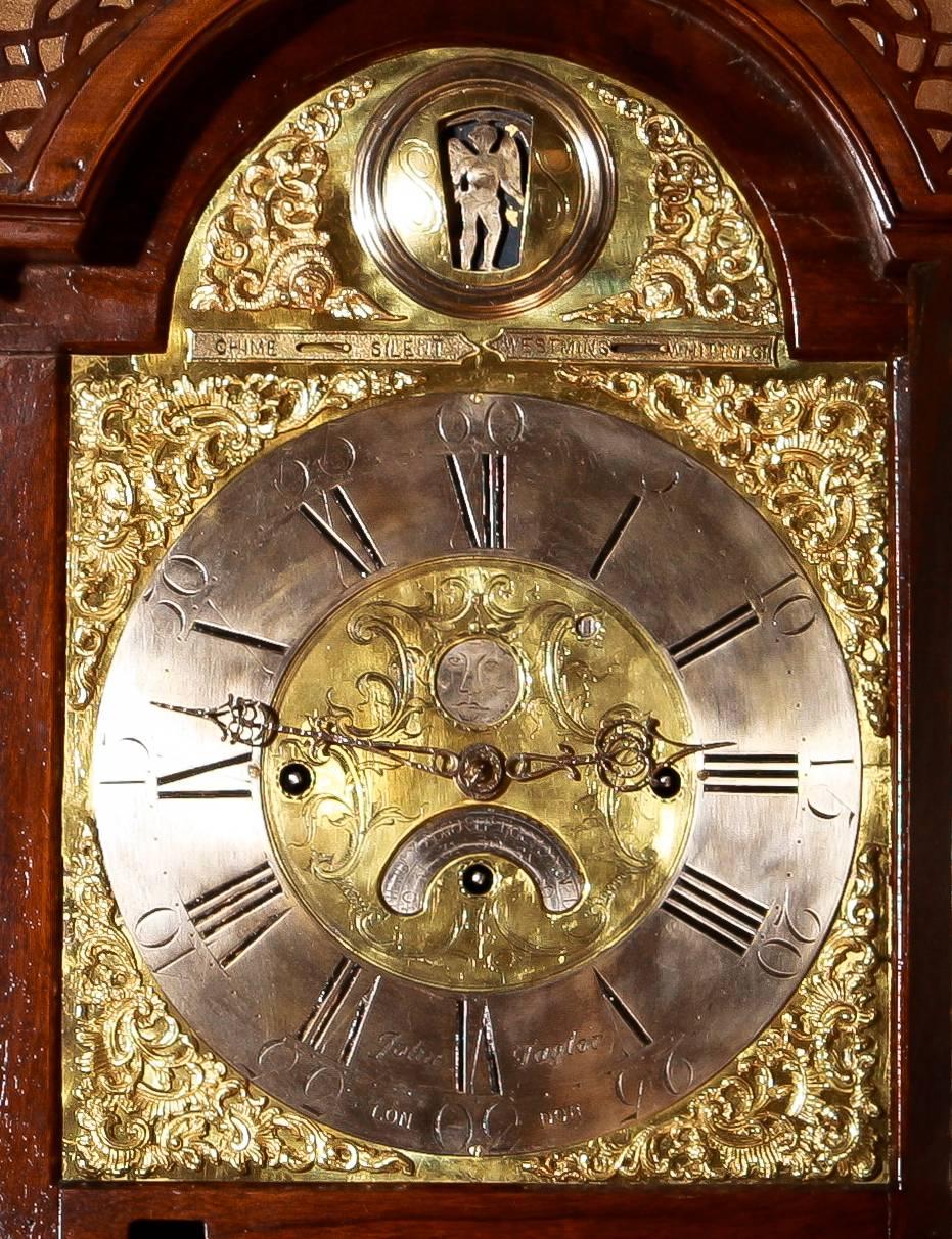 18th Century, John Taylor, London Shimming, Musical Longcase Clock in Mahogany In Excellent Condition In Silvolde, Gelderland