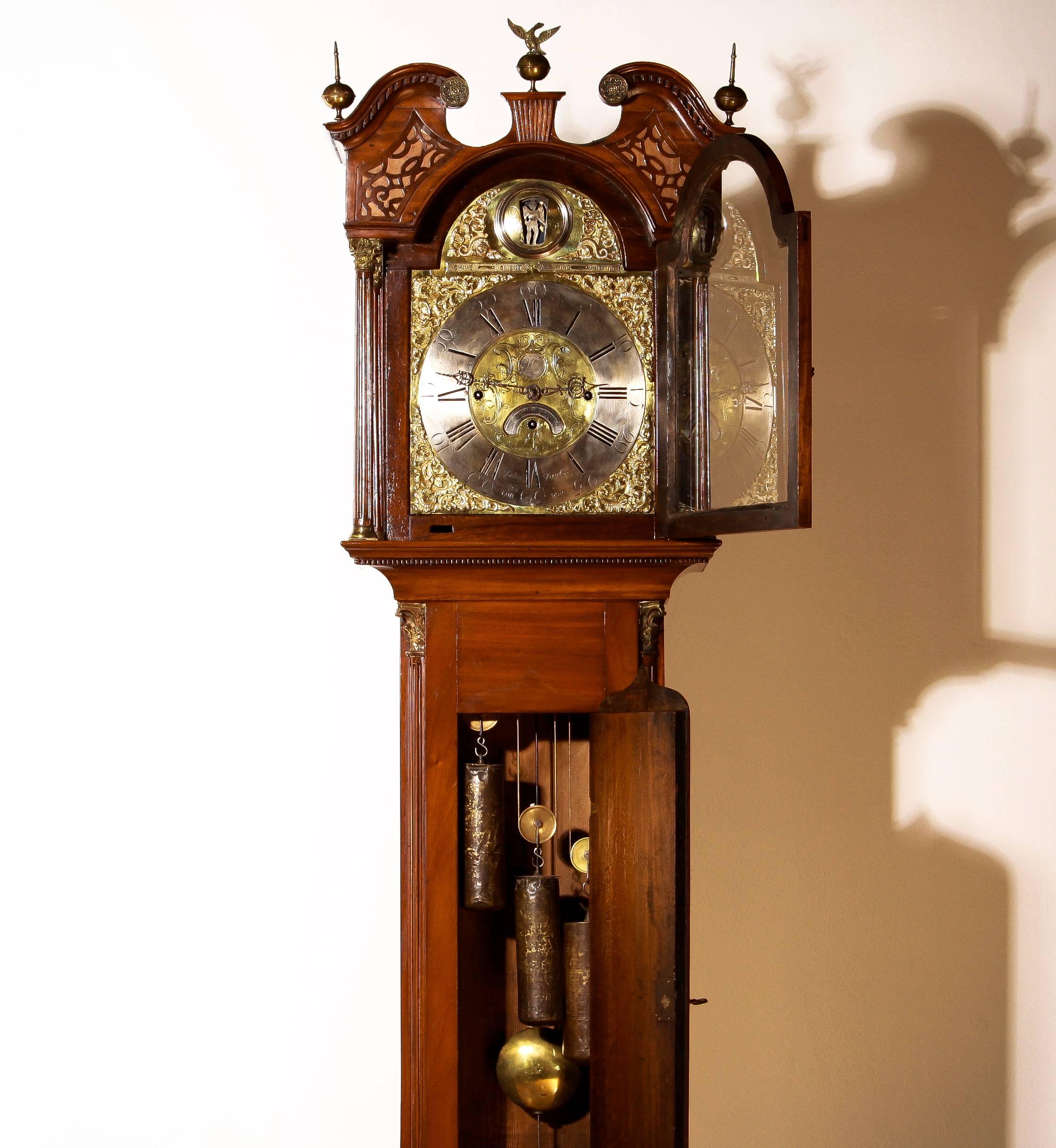 British 18th Century, John Taylor, London Shimming, Musical Longcase Clock in Mahogany
