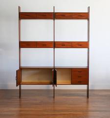 1950s, Teak Wall Unit Made by Simpla Lux