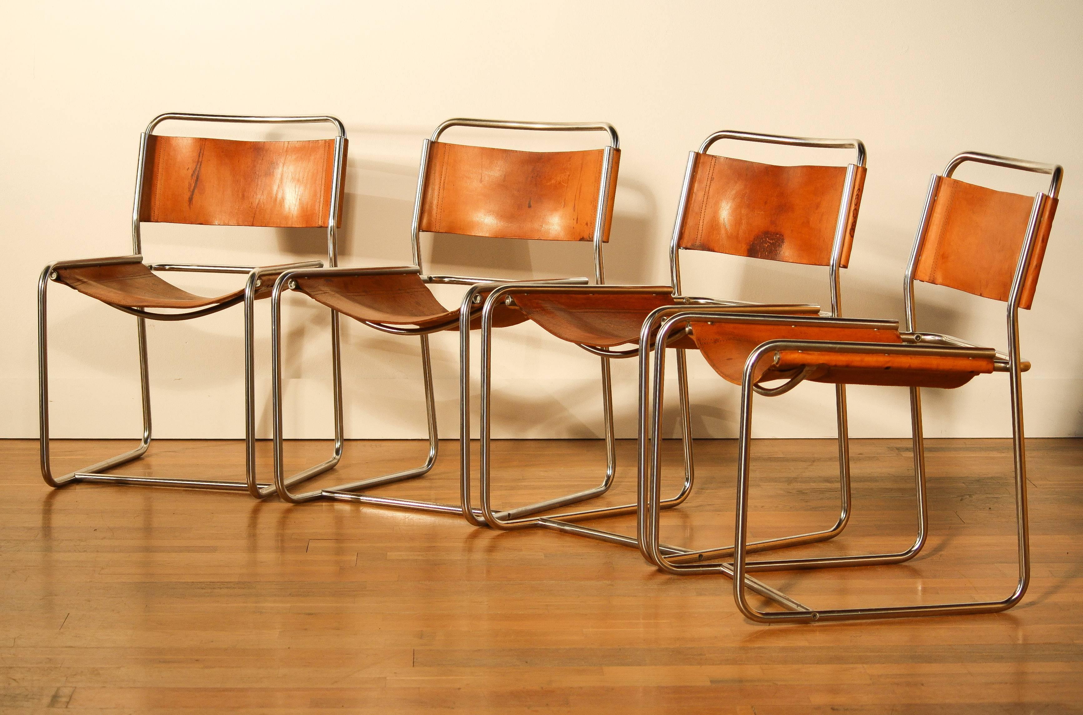 Steel  1970s Set of Four Dining Chairs by Paul Ibens & Clair Bataille for 't Spectrum