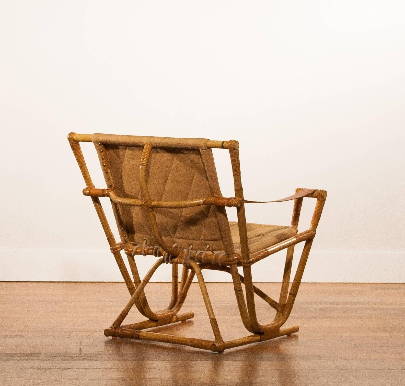 1950s Beautiful Bamboo Safari Chair 4
