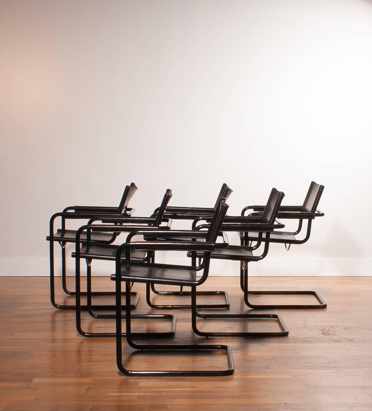 Steel 1970s, Beautiful Set of Six Italian Dining Chairs