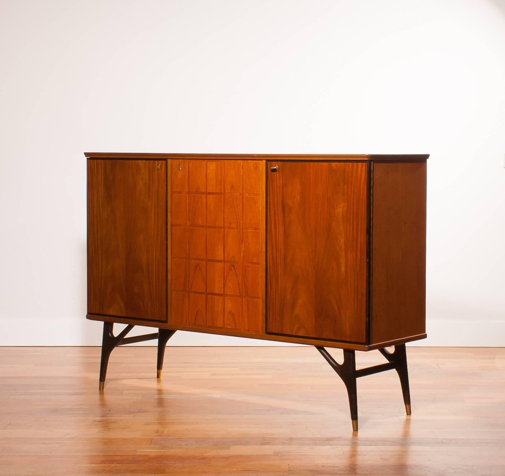Swedish 1950s Beautiful Sideboard With a Lot Of Details And Inside Drawers