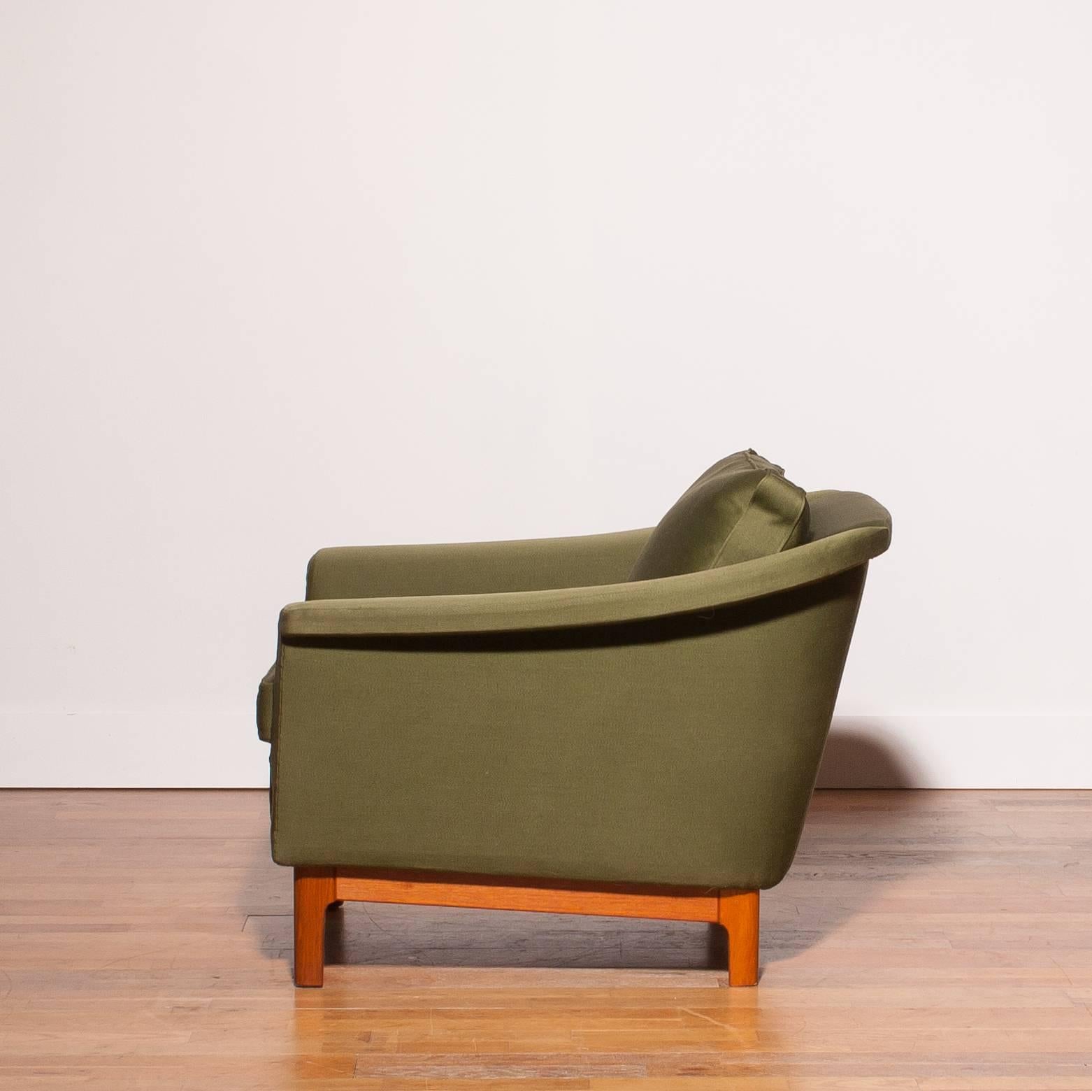 Fabric 1960s, Green Lounge Chair by Folke Ohlsson for DUX.