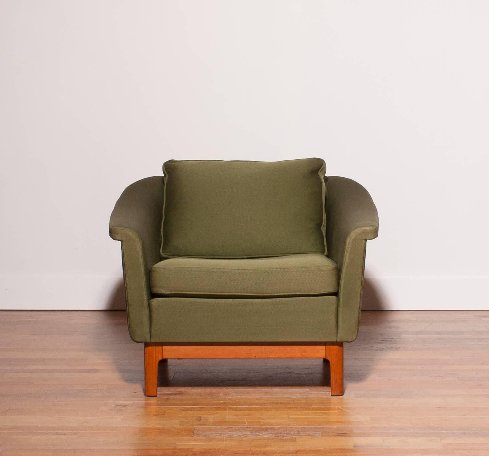 1960s, Green Lounge Chair by Folke Ohlsson for DUX. 1