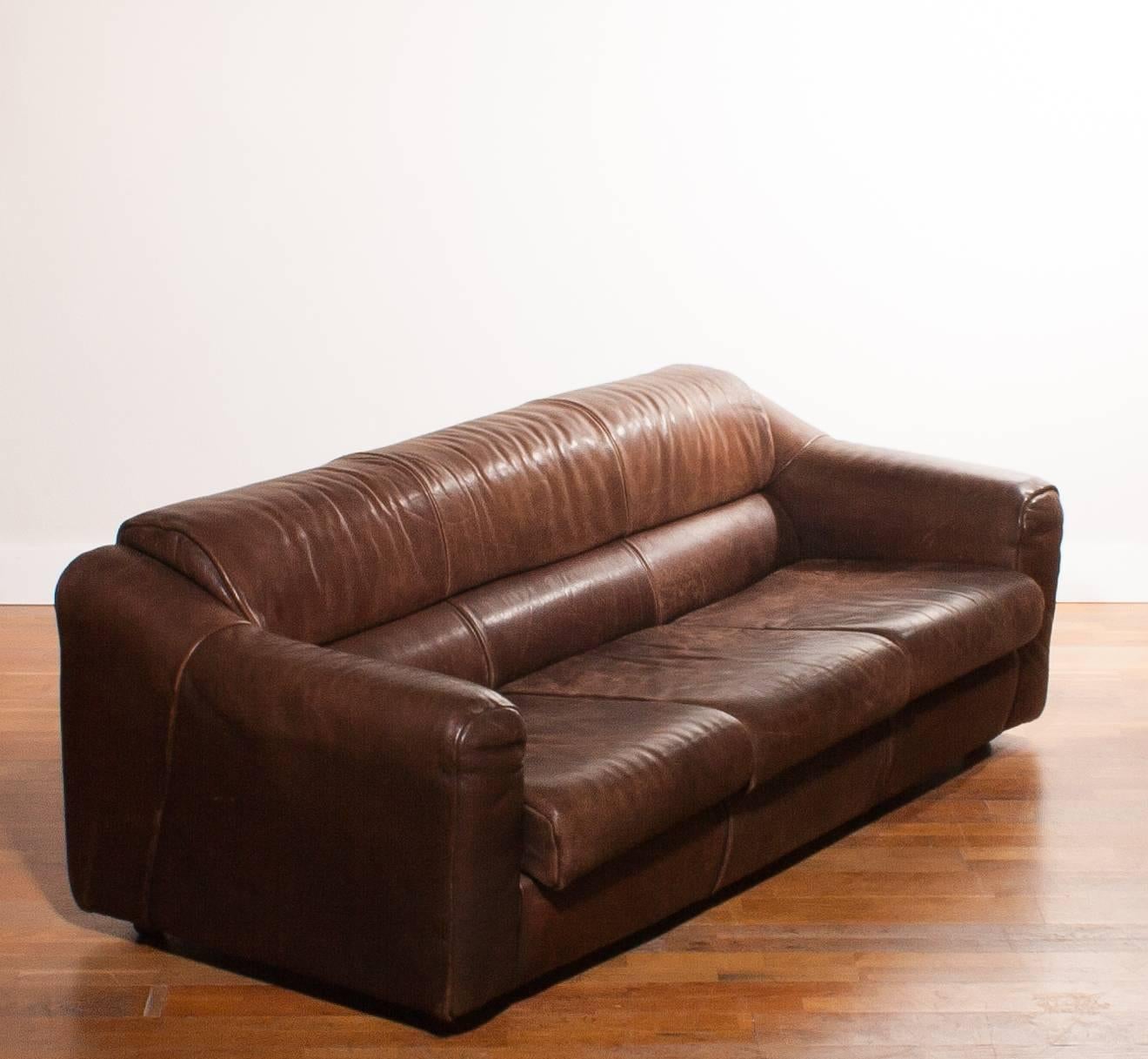 Late 20th Century 1970s, Buffalo Leather Three-Seat Sofa