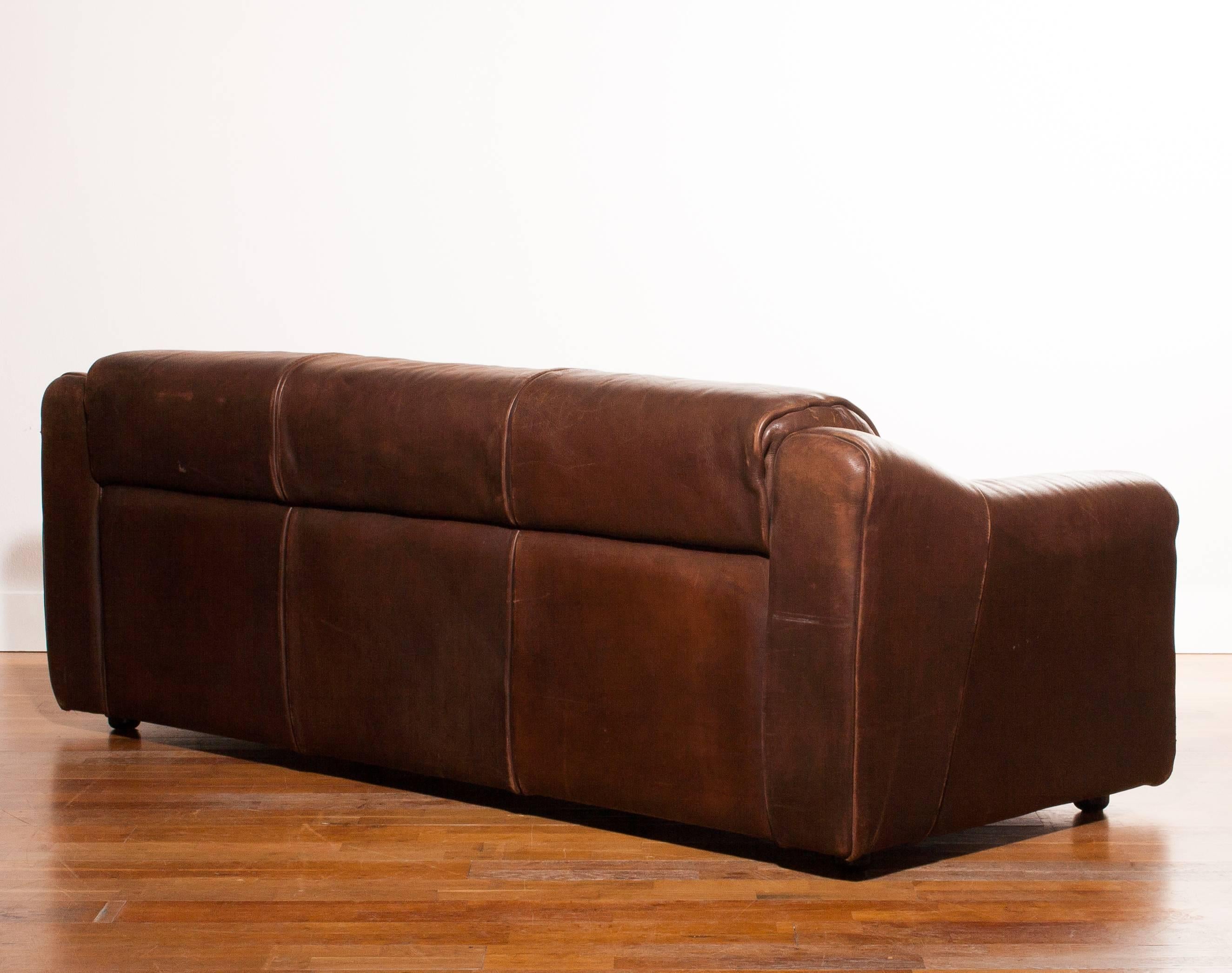 1970s, Buffalo Leather Three-Seat Sofa 2