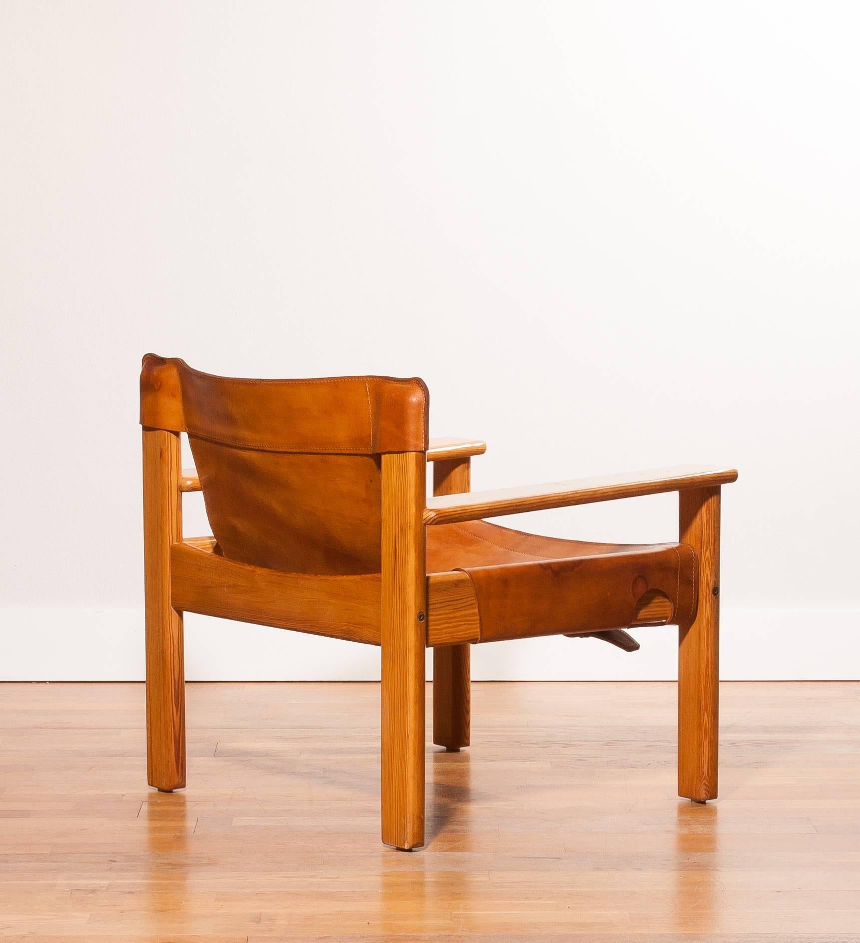 1970s, Beautiful 'Natura' Saddle leather and pine Chair by Karin Mobring In Excellent Condition In Silvolde, Gelderland