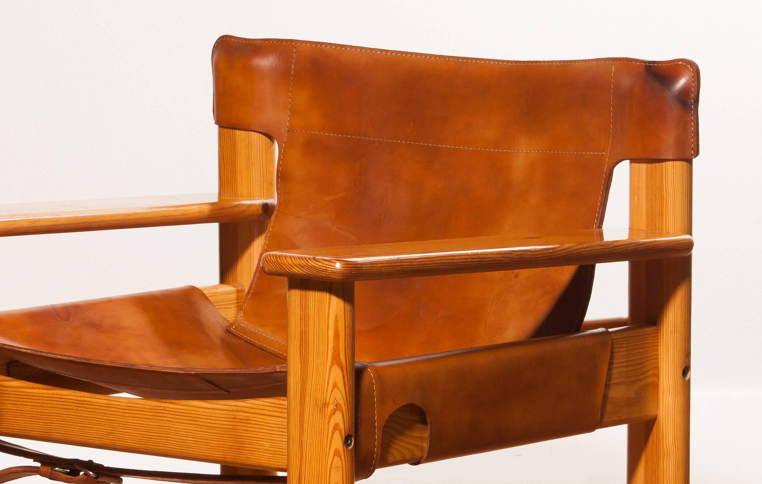 1970s, Beautiful 'Natura' Saddle leather and pine Chair by Karin Mobring 2