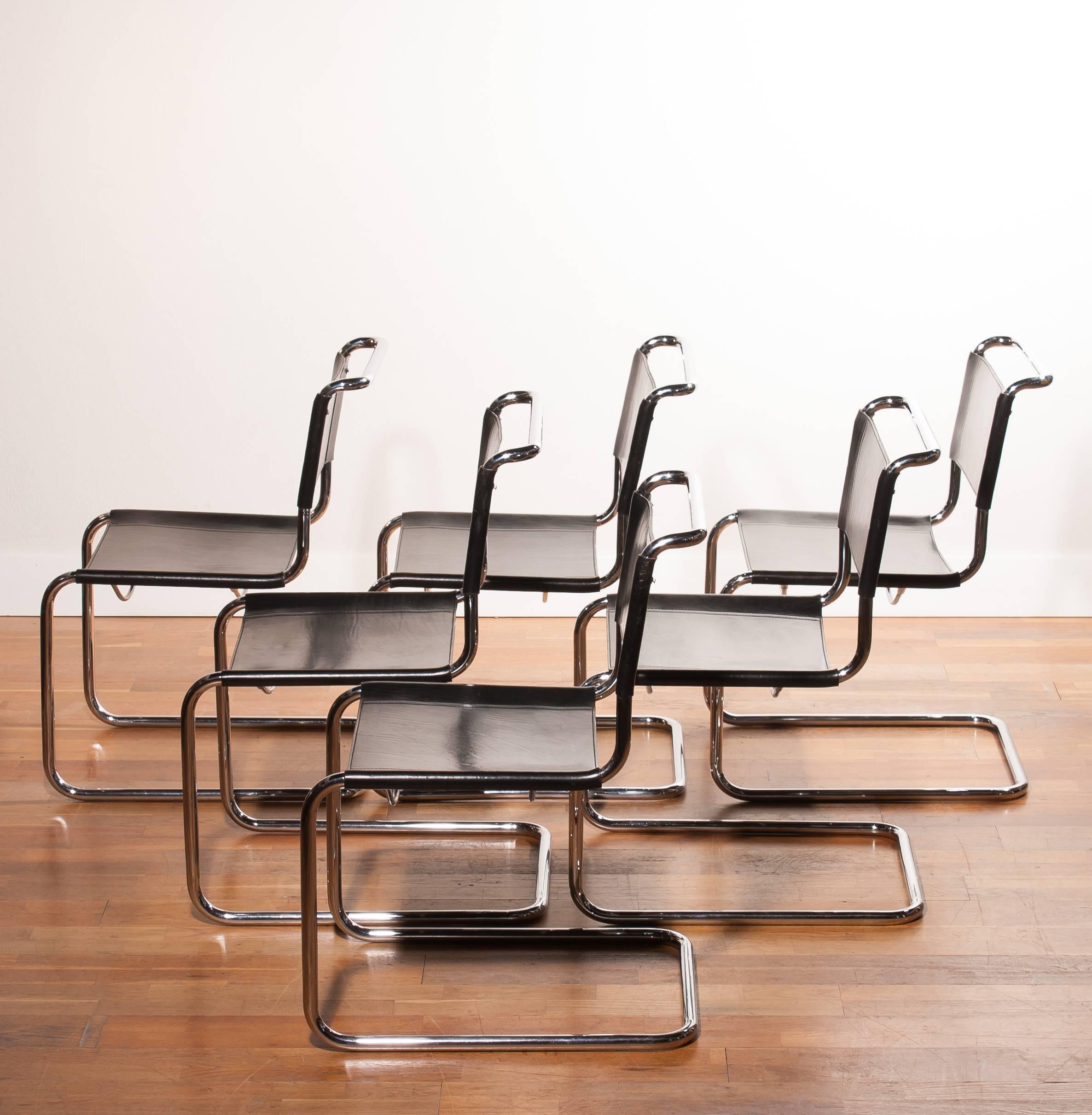 Late 20th Century 1970s, a Set of Six Dining Chairs by Mart Stam for Fasem