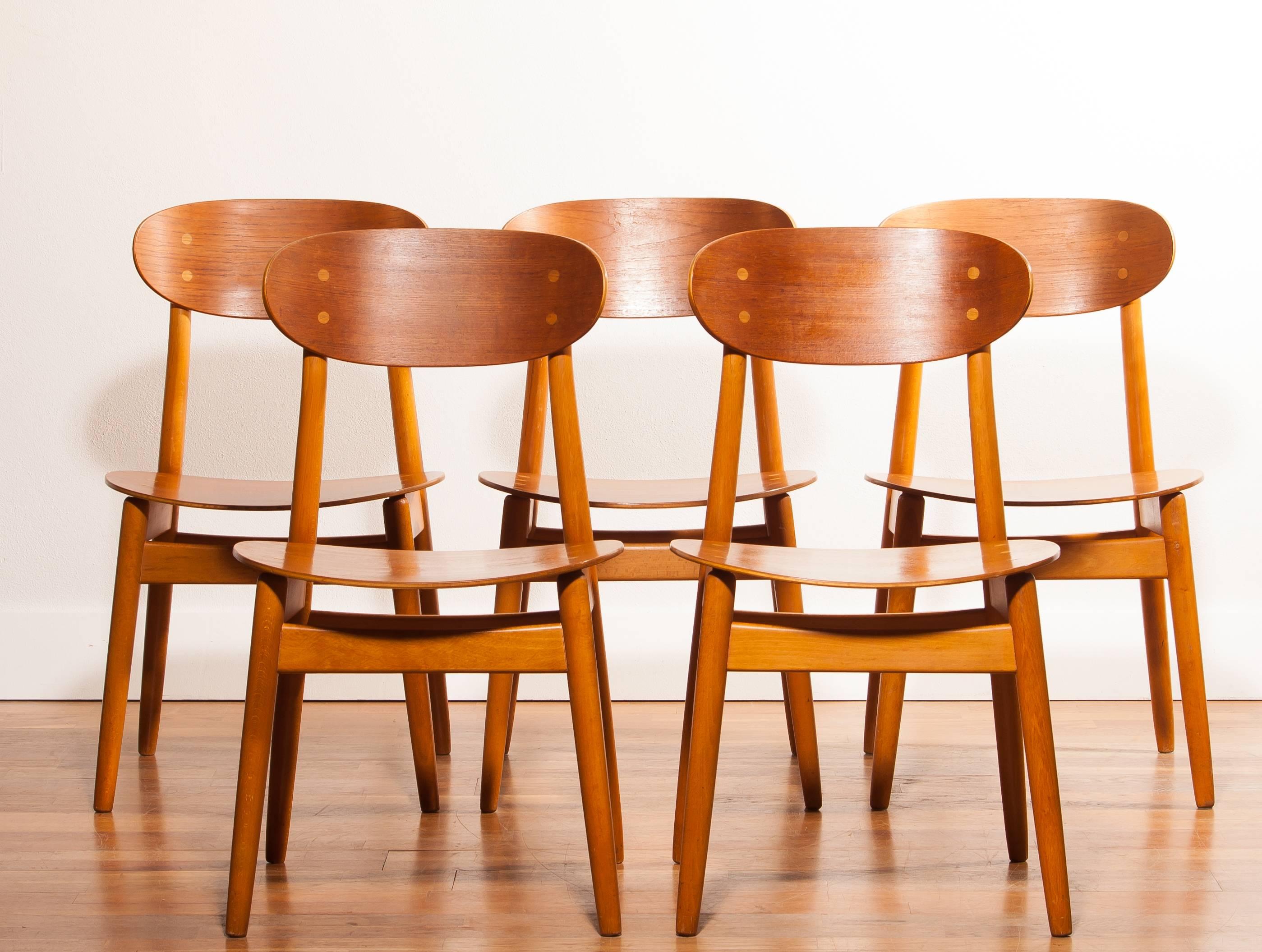 Mid-20th Century 1950s, Set of Five Dining Chairs by Alf Svensson for Hogafors