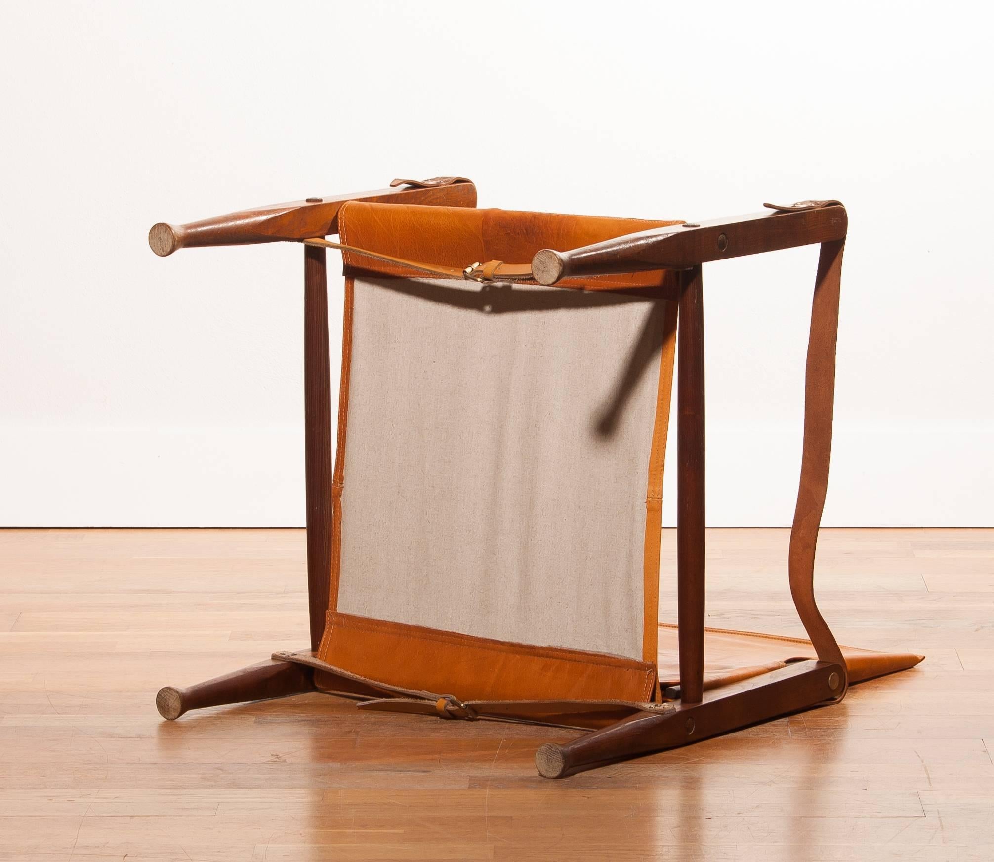 Leather 1930s, Kaare Klint Safari Chair for Rud, Rasmussen