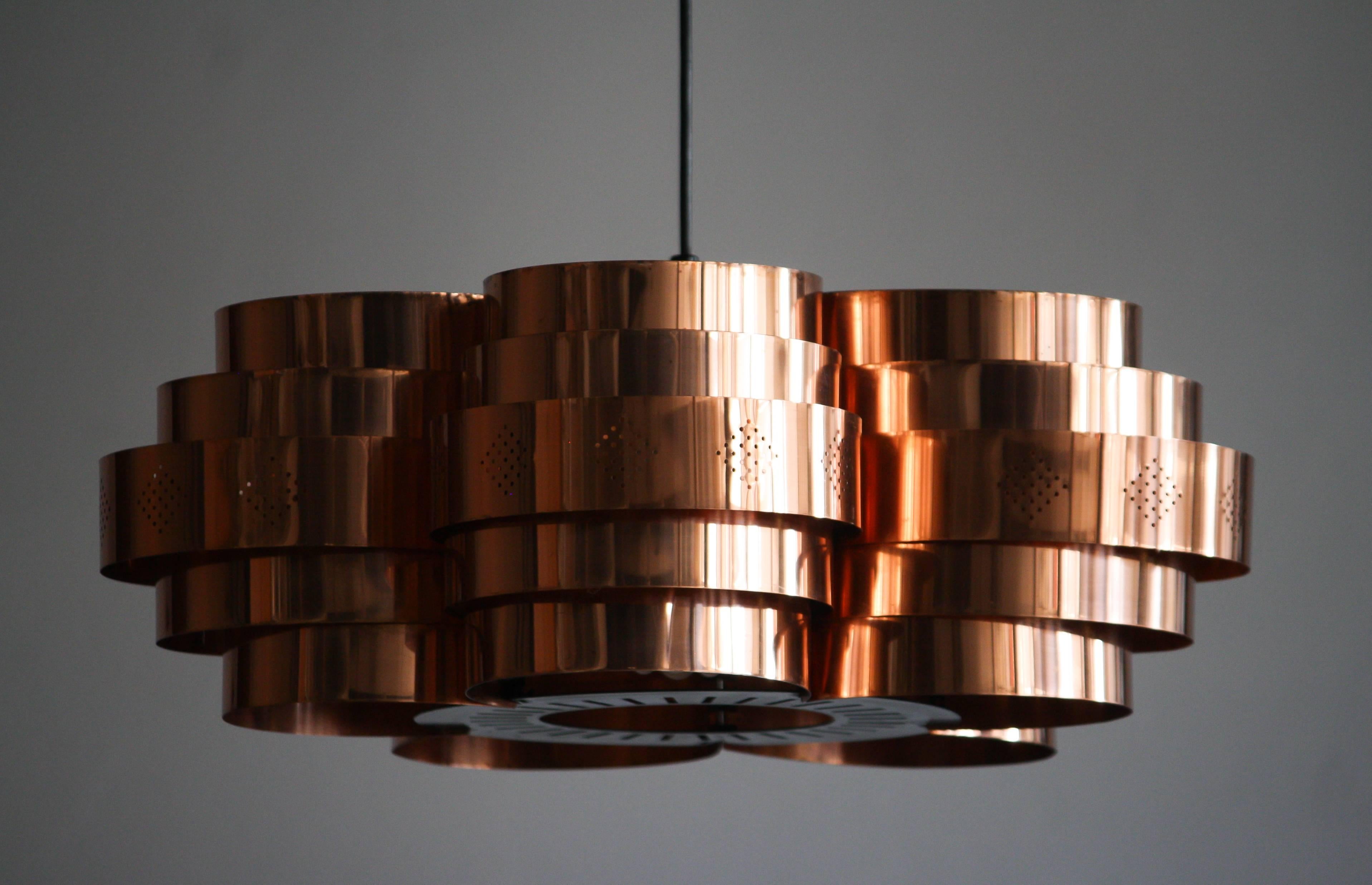 1960s, Copper Pendant by Verner Schou for Coronell Elektro In Excellent Condition In Silvolde, Gelderland