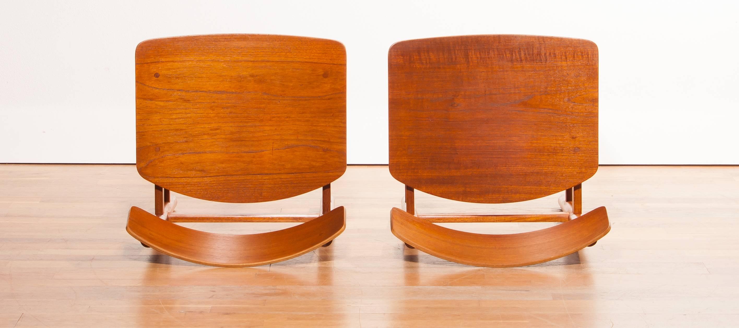 Mid-20th Century 1960s, a Set of Four Teak Plywood Dining Chairs by Børge Mogensen Attributes