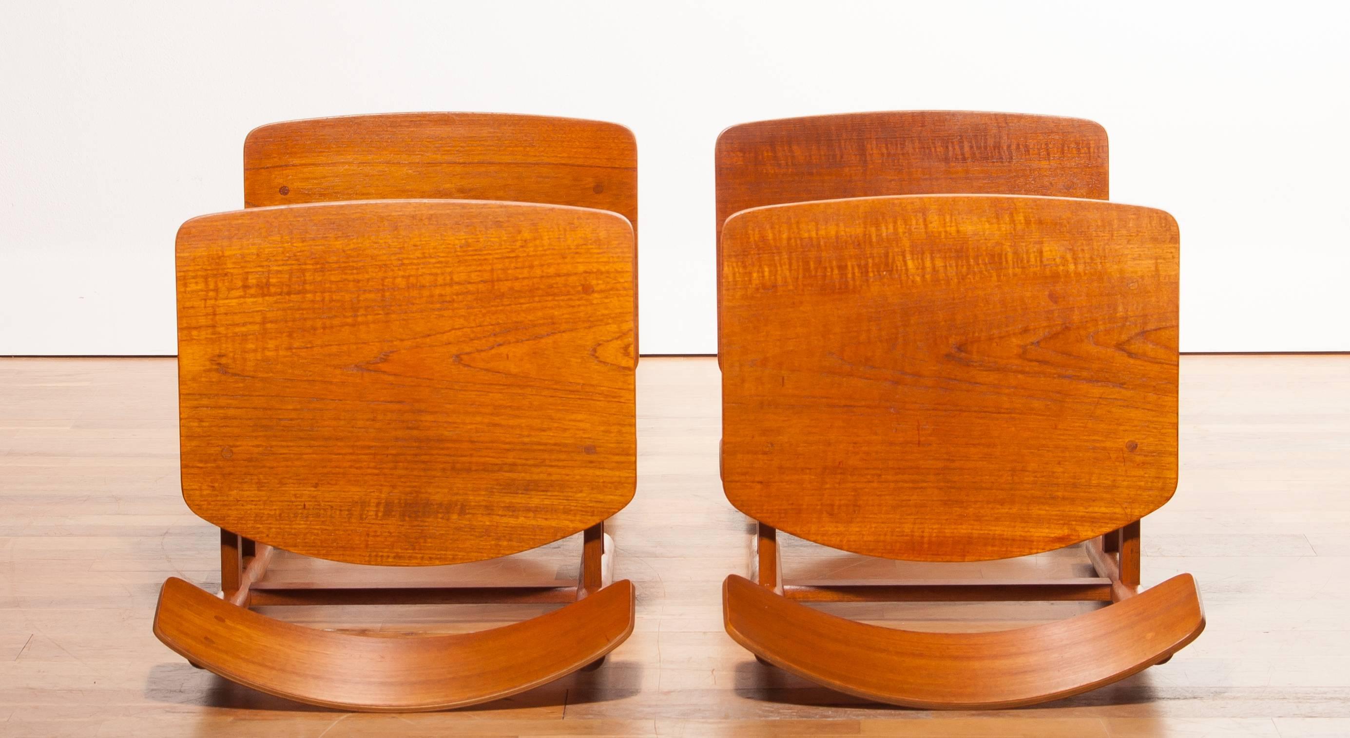 1960s, a Set of Four Teak Plywood Dining Chairs by Børge Mogensen Attributes 1