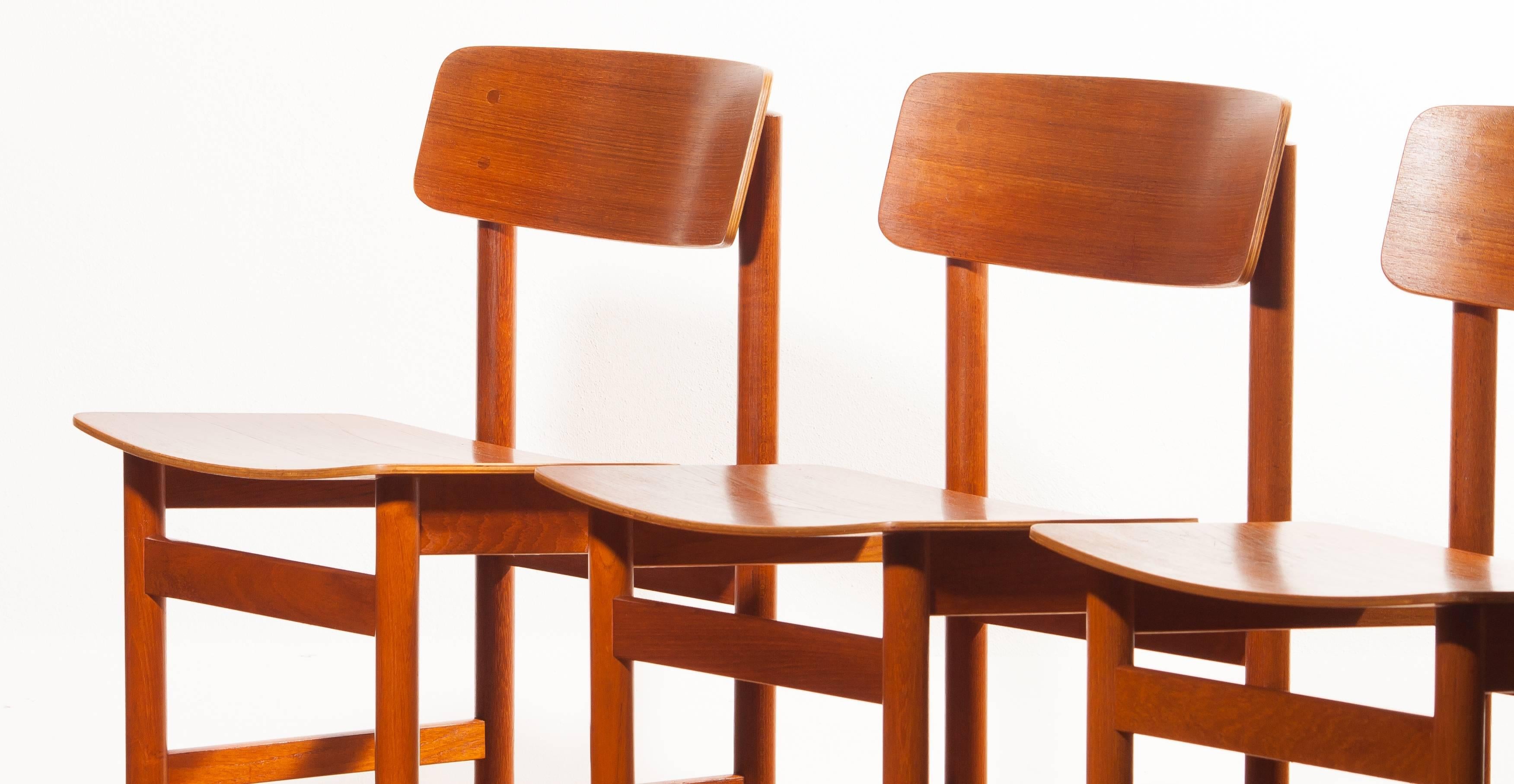 1960s, a Set of Four Teak Plywood Dining Chairs by Børge Mogensen Attributes 5