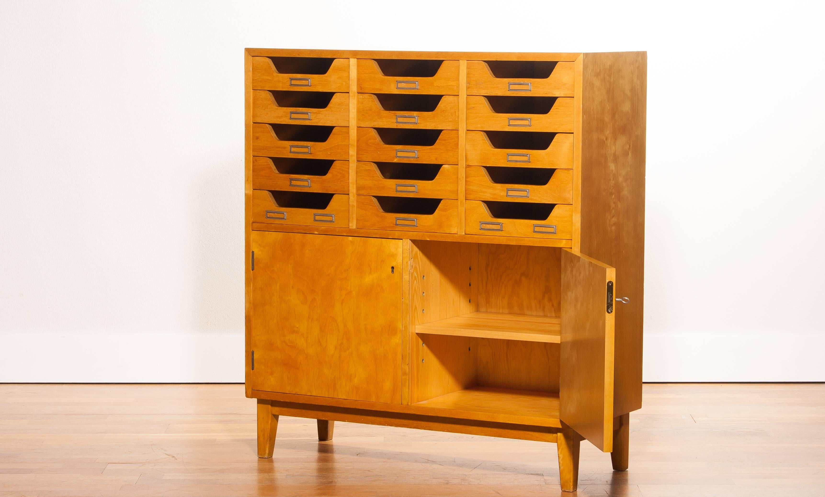 Swedish 1950s, Elm Archive Cabinet by Jakobsson Industrier for Säffle
