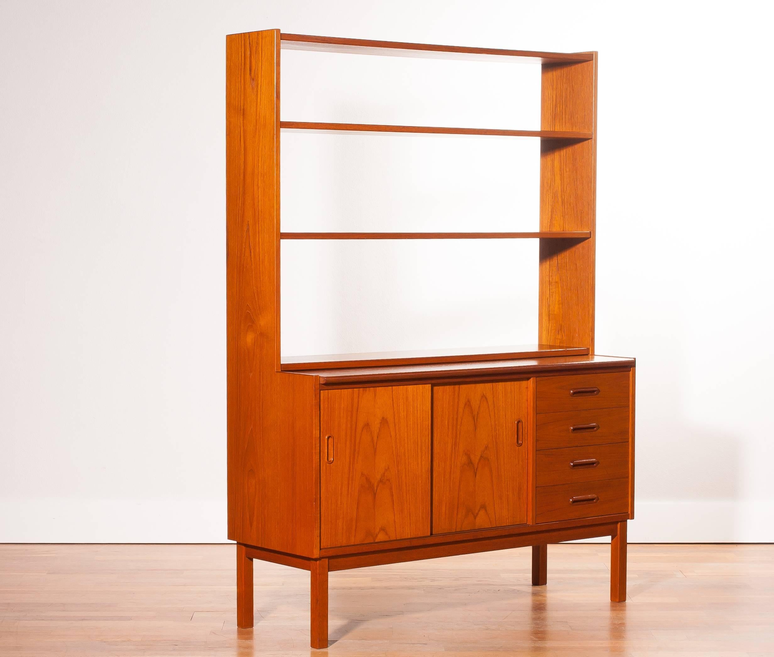 1960s, Teak Book Case with Slidable Writing / Working Space from Sweden 1