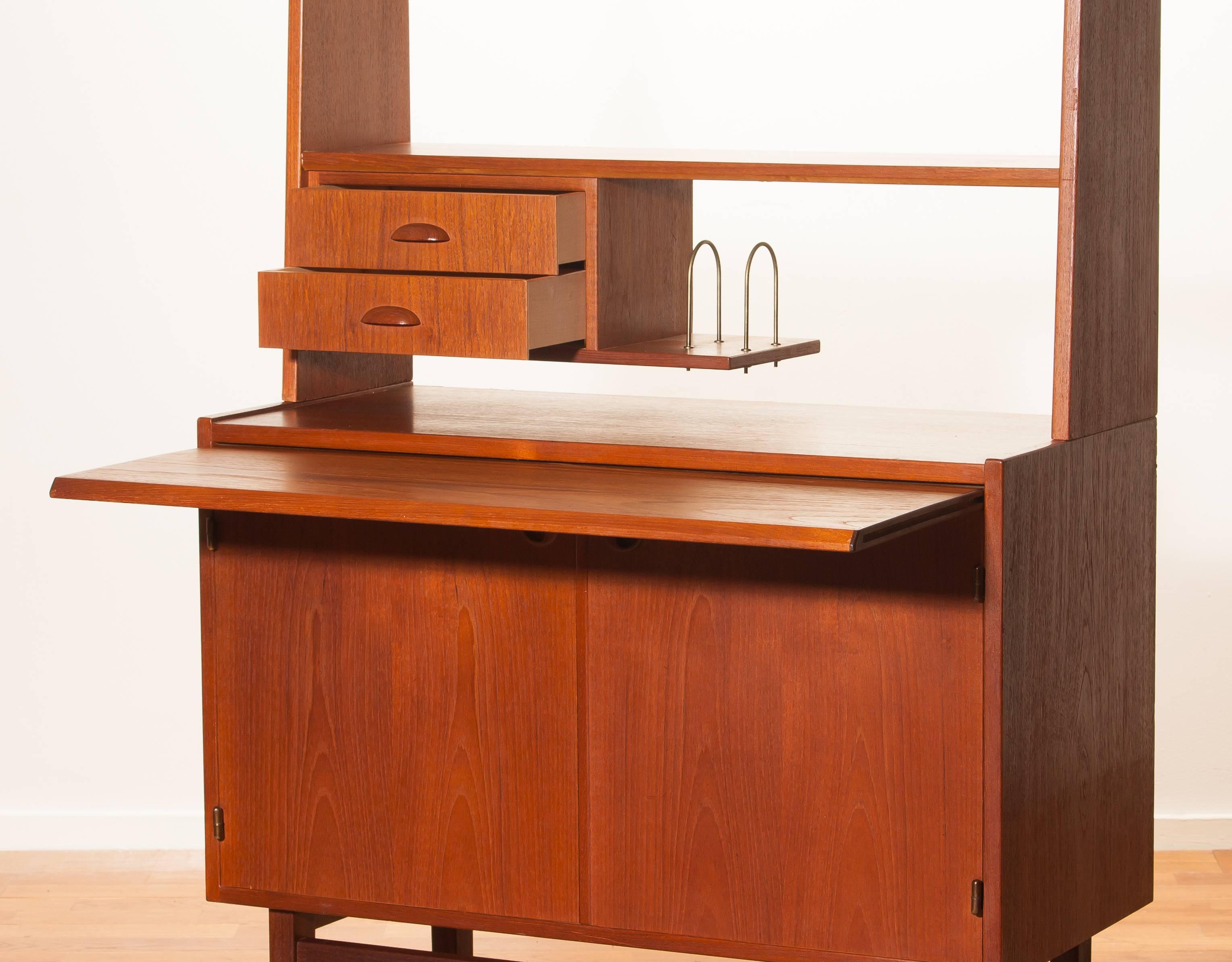 Mid-20th Century 1950s Teak Secretaire Cabinet by Hovmantorp